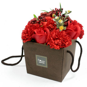 Bouquet Flores Sabão - Rosas vermelhos e clavel