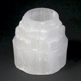 Suporte de vela de topo de montanha Selenite- 8 cm