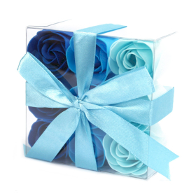 3x Set de 9 flores de Sabão  - rosas azul