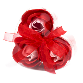 6x Set de 3 flores de Sabão  caixa coração - Rosas vermelhos