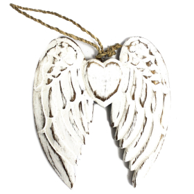 Mão Crafted pequeno asa de anjo duplo & coração - 15cm