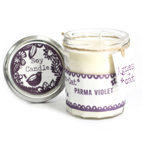 6x Velas em jarra de vidro - violeta de Parma