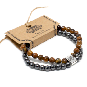 3x Pulseira de pedras preciosas magnéticas - Tiger Eye