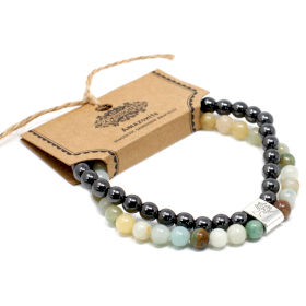 3x Pulseira de pedras preciosas magnéticas - Amazonite