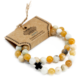 2x Conjunto de 2 Pulseiras- lealdade - Amazonita e jaspe amarelo