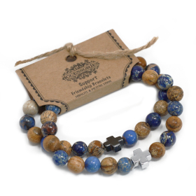 2x Conjunto de 2 pulseiras- Suporte - Pedras preciosas arco-íris