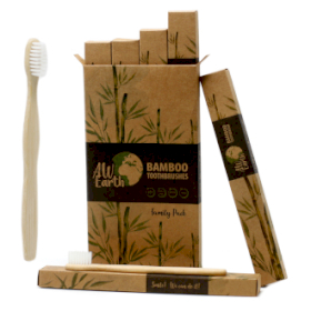 4x Caixas de Escovas de dentes de bambu - branco - pacote familiar de 4