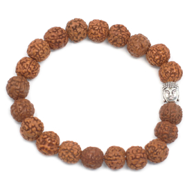 6x Pulseira Rudraksha Japa Mala Buda - Marrom