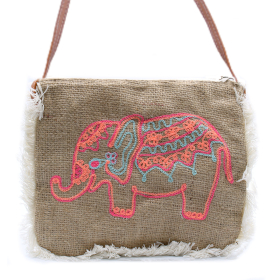 Bolso de Juta - Bordado de Elefante