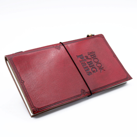 Diário de couro feito à mão - Livrinho das Grandes Plantas - Vermelho (80 páginas)
