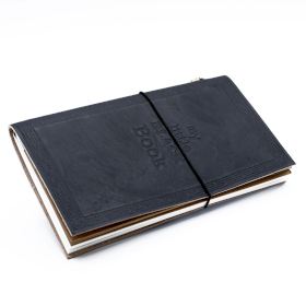 Diário de couro feito à mão - Meu livrinho preto - Preto (80 páginas)