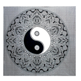 Colcha + Parede de Algodão Dolble B&N - Ying yang