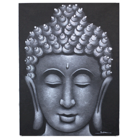 Buddah Painting - Grey Brocade Detail