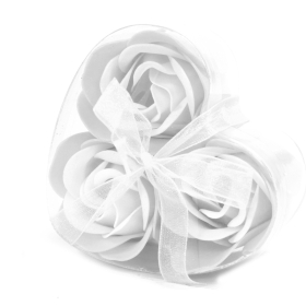 6x Set de 3 flores de Sabão  caixa coração - rosas blanca
