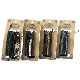 8x Conjuntos de pulseiras masculinas - preta e masculina (asst)