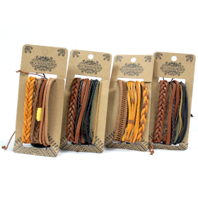 8x Conjuntos de Pulseiras Masculinas - Castanho & Amarelo (sortidas)