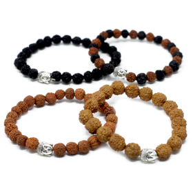 12x Pulseiras Rudraksha Buddah sortidas