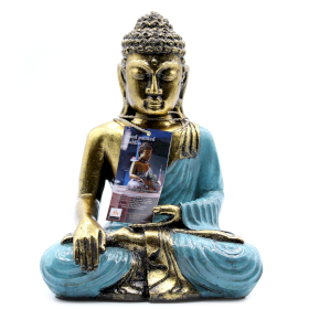 Buda azul esverdeado e dourado - Grande
