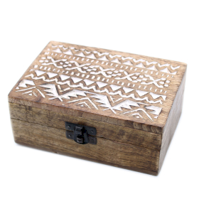 2x Caixa de madeira branca - caixa de pílulas de design eslavo 6x4
