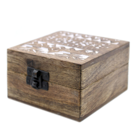 2x Caixa de madeira branca - caixa de pílulas de design eslavo 4x4