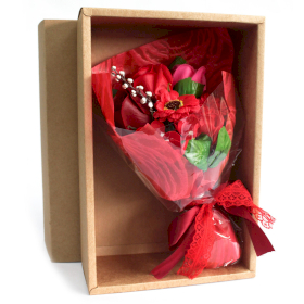 Bouquet flores Sabão em caixa - vermelho