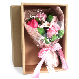 Bouquet flores Sabão em caixa - rosa