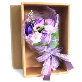 Bouquet flores Sabão em caixa - roxo