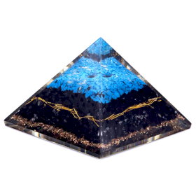 Pirâmide Orgonita Lrg 70mm - Pedras Chakra - Turquesa e Turmalina Preta - 70 mm