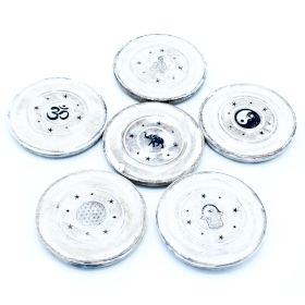 6x Porta-incenso branco lavado - disco de cone e incenso