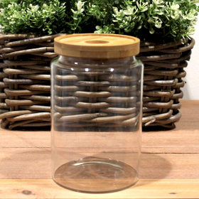 Cottage Bamboo Glass Jar - 15cm