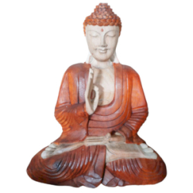 Estátua de Buda entalhada à mão - transmissão de ensino de 60 cm
