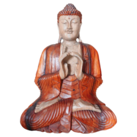 Estátua de Buda entalhada à mão - 60 cm, duas mãos