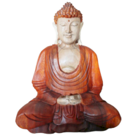 Estátua de Buda feita à mão - 30 cm mãos para baixo