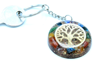 Orgonite Power Keyring - Gemstones Chakra Tree of Life