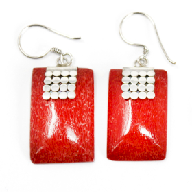 Brincos em prata e coral - Mini Discos SQ