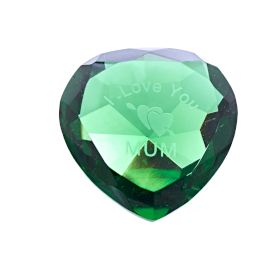 50mm Diamante Verde coração + EU TE AMO MÃE