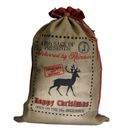 Sacos de Natal de Juta - Deliveried By Reindeer