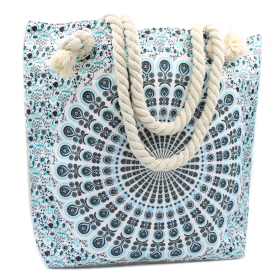 Bolsa Mandela com alça de corda - azul celeste