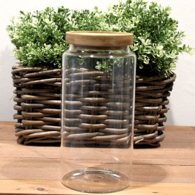 Cottage Bamboo Glass Jar - 20cm