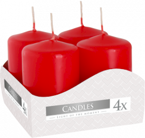 3x Conjunto de 4 Velas Pilares 40x60mm - Vermelho