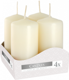 3x Conjunto de 4 Velas Pilares 40x80mm - Marfim