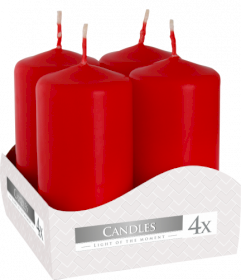 3x Conjunto de 4 Velas Pilares 40x80mm - Vermelho