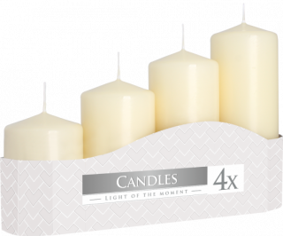 3x Conjunto de 4 Velas Pilar de 50mm (11/16/22 / 33H) - Marfim