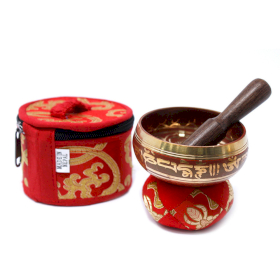 Set Mini Taças Tibetanas para presente - Vermelho