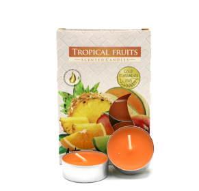 12x Conjunto de 6 velas de chá perfumadas - Frutas tropicais