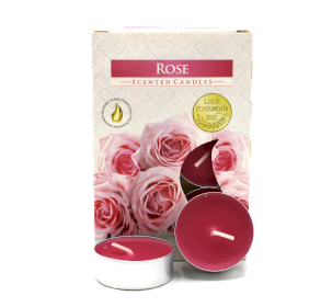12x Conjunto de 6 velas de chá perfumadas - Rosa