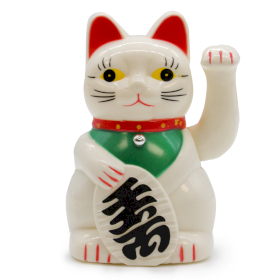 Gato Dinheiro Branco - 15cm