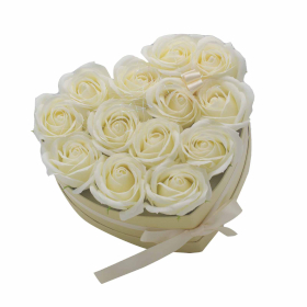 Buquê de flores de sabão- 13 Rosas Creme - Coração