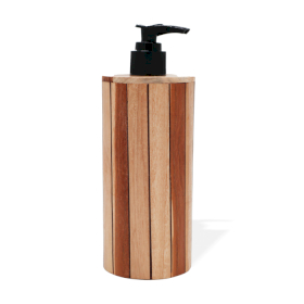 6x Dispensador de sabão de madeira de teca natural - redondo