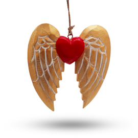 2x Ouro Xmas Angel Wing & Heart - detalhe branco